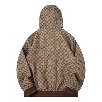 260917 New high-quality full-print hooded canvas flight jacket coat
