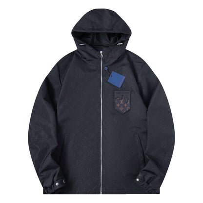 260917 New high-quality fully-printed jacquard zipper heavy-duty windproof jacket coat
