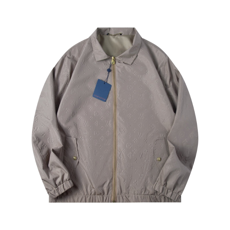 260917 New high-quality three-dimensional relief square-neck zipper long-sleeved loose jacket