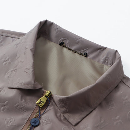 260917 New high-quality three-dimensional relief square-neck zipper long-sleeved loose jacket