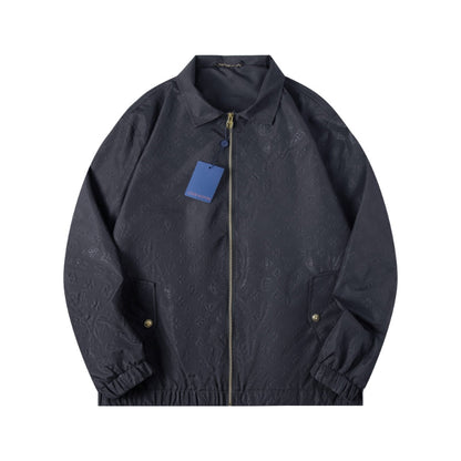 260917 New high-quality three-dimensional relief square-neck zipper long-sleeved loose jacket