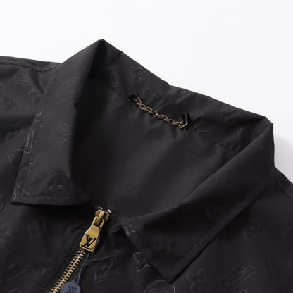 260917 New high-quality three-dimensional relief square-neck zipper long-sleeved loose jacket