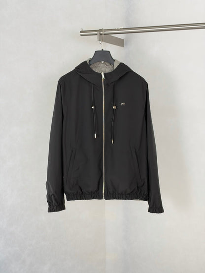 260928 New high-quality casual full-print jacquard double-sided wearable hooded jacket