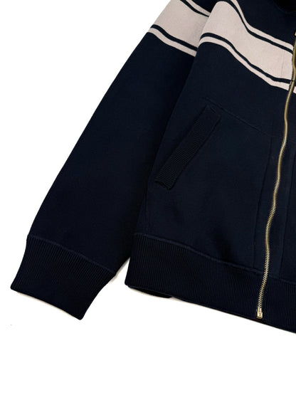 260928 New high-quality multi-color reversible long-sleeved pullover with a high collar and zipper closure
