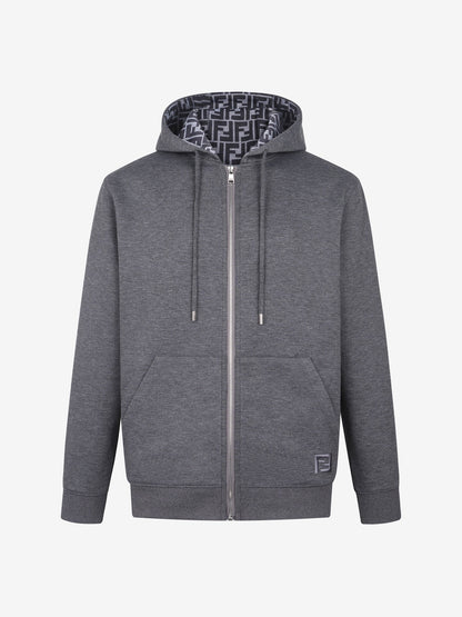 260928 New high-quality embroidered cotton-lined pullover with full-print zipper hood