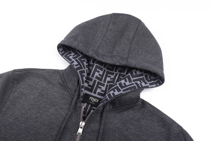 260928 New high-quality embroidered cotton-lined pullover with full-print zipper hood