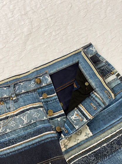260928 New high-quality striped plaid denim shorts