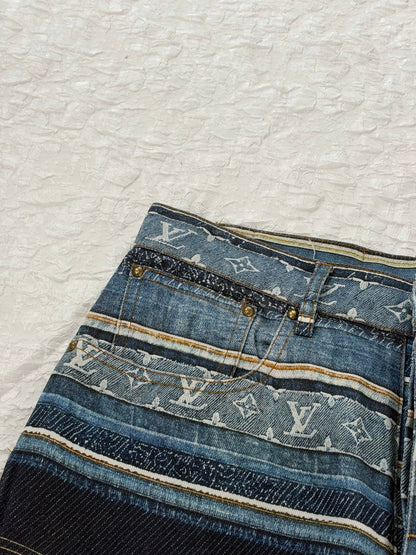 260928 New high-quality striped plaid denim shorts