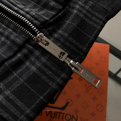 260928 New high-quality checked-pattern casual hoodie shirt