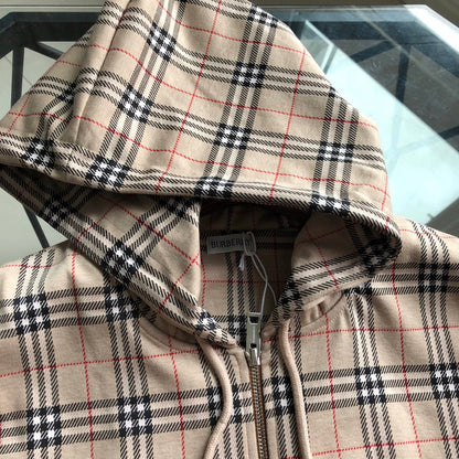 260928 New high-quality checked-pattern casual hoodie shirt