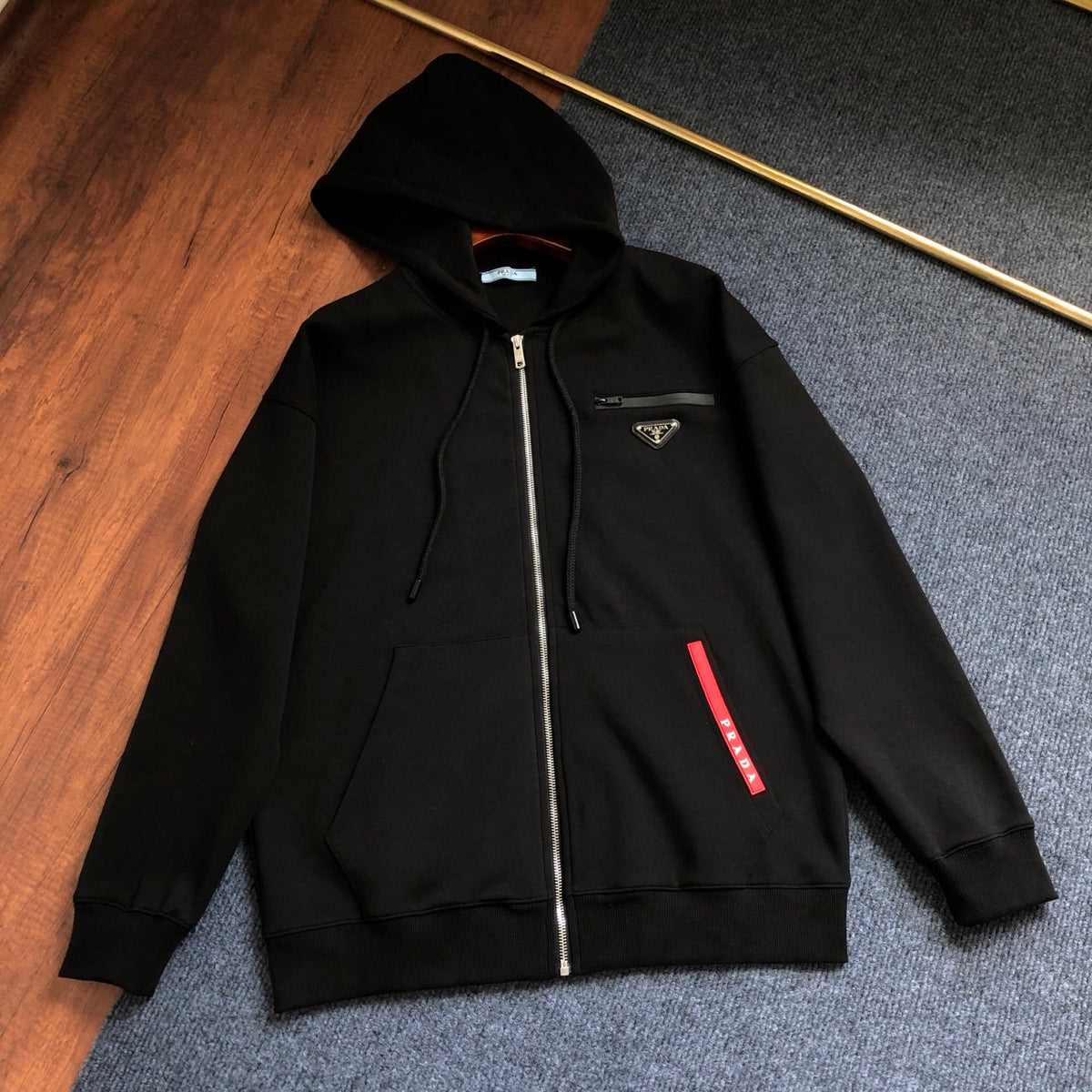 260928 New high-quality metal-stamped simple and casual sports-style zip-up hoodie