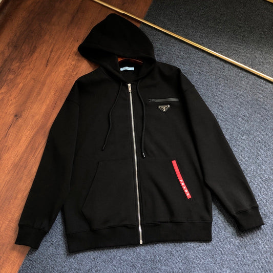 260928 New high-quality metal-stamped simple and casual sports-style zip-up hoodie