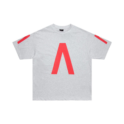 T-shirt oversized in light grey/red